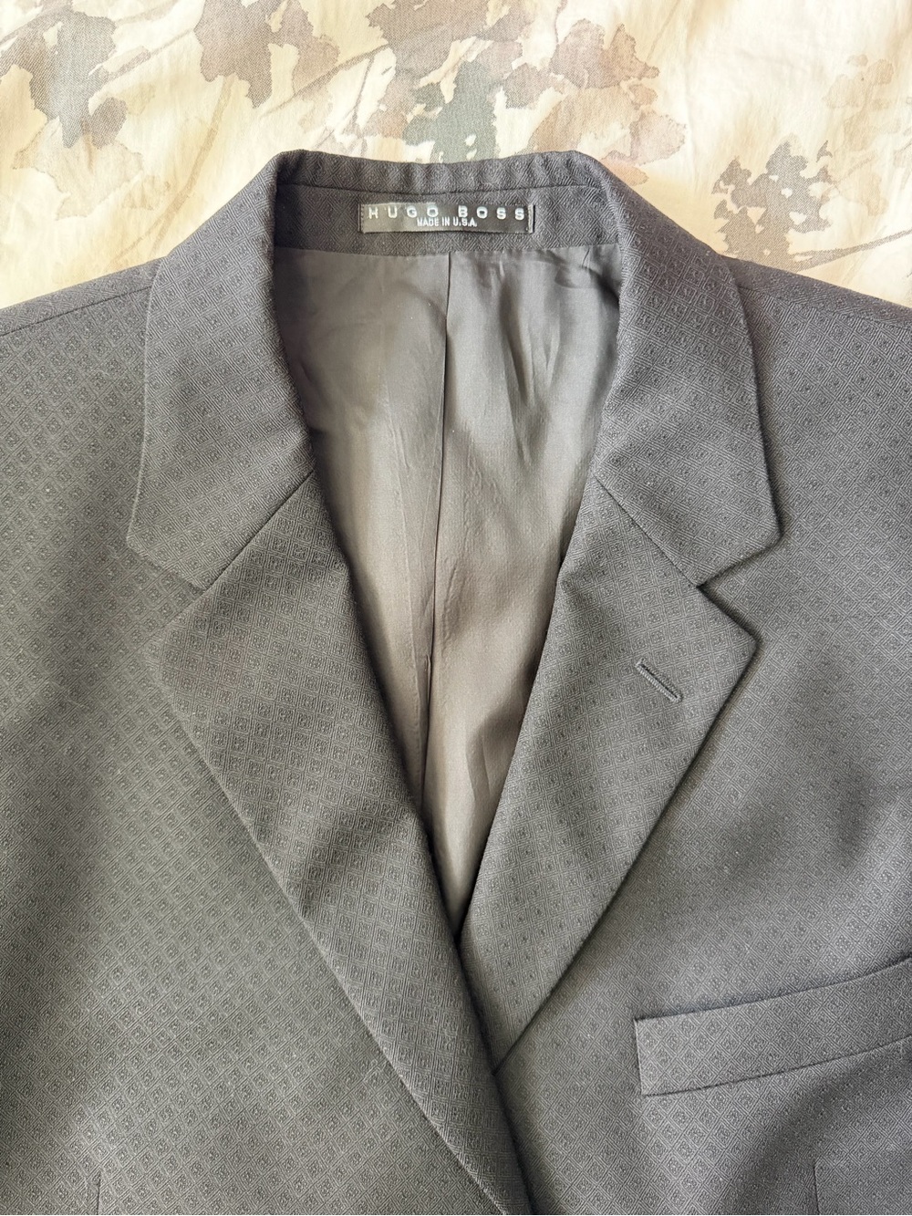 Hugo Boss Sigma Suit Jacket Sport Coat Blazer Woven Geometric 3 Button Wool USA